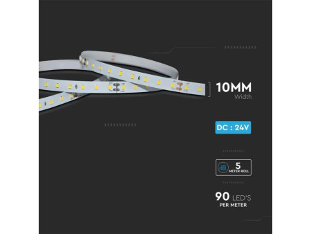 SKU 2697 VT-2835-4 V-TAC Strip LED SMD2835 4W/m Bobina 5m 90 LED/m 24V 200LM/W 4000K 10mm CRI90