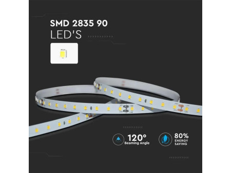 SKU 2698 VT-2835-90 V-TAC Strip LED SMD2835 4W/m Bobina 5m 90 LED/m 24V 200LM/W 6400K 10mm CRI90