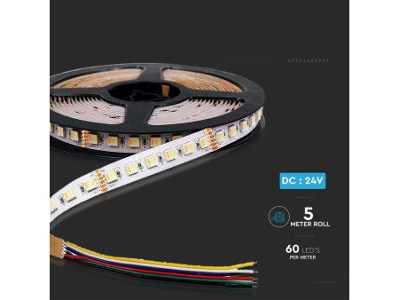 SKU 2895 VT-5050-60 V-TAC Strip LED SMD5050 24W/m Bobina 5m 60 LED/m 24V RGB+CCT 12mm