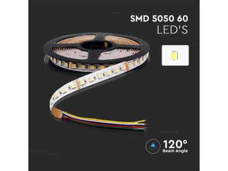 SKU 2896 VT-5050-60 V-TAC Strip LED SMD5050 24W/m Bobina 5m 60 LED/m 24V RGB+CCT IP65 14.8mm