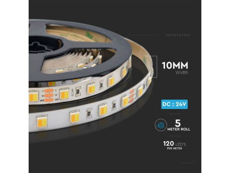 SKU 2897 VT-2835-120 V-TAC Strip LED SMD2835 14W/m Bobina 5m 120 LED/m 24V CCT 10mm