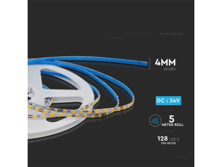 SKU 2908 VT-2835-128 V-TAC Strip LED SMD2835 10W/m Bobina 5m 128 LED/m 24V 6500K 4mm