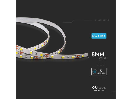 SKU 2931 VT-4040 V-TAC Strip LED SMD4040 8W/m Bobina 5m 60 LED/m 12V 3000K 8mm