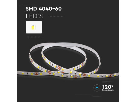 SKU 2933 VT-4040 V-TAC Strip LED SMD4040 8W/m Bobina 5m 60 LED/m 12V 6500K 8mm