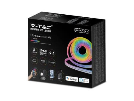 SKU 3005 VT-5050-60-EU V-TAC Kit Strip LED SMD5050 36W/m 60LED/m RGB  3 in1 5 mt Wifi per Google Home e Alexa Dimmerabile IP68