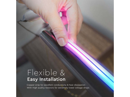 SKU 3005 VT-5050-60-EU V-TAC Kit Strip LED SMD5050 36W/m 60LED/m RGB  3 in1 5 mt Wifi per Google Home e Alexa Dimmerabile IP68