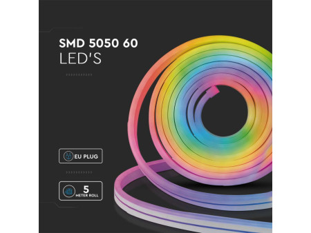 SKU 3005 VT-5050-60-EU V-TAC Kit Strip LED SMD5050 36W/m 60LED/m RGB  3 in1 5 mt Wifi per Google Home e Alexa Dimmerabile IP68