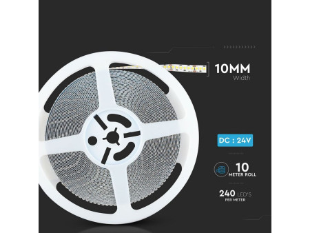 SKU 321 VT-10-240 V-TAC PRO Strip LED SMD2835 Chip Samsung 15W/m Bobina 10m 240 LED/m 24V 4000K 10mm