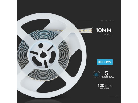 SKU 324 VT-5-120 V-TAC PRO Strip LED SMD2835 Chip Samsung 12W/m Bobina 5m 120 LED/m 12V 4000K 10mm