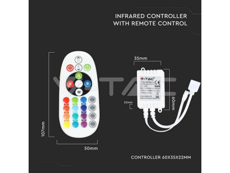 SKU 212354 VT-5050-60 V-TAC Kit Strip LED SMD5050 7W/m 60 LED/m RGB IP65 (2155+3008+3304)