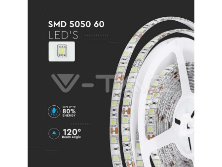SKU 212354 VT-5050-60 V-TAC Kit Strip LED SMD5050 7W/m 60 LED/m RGB IP65 (2155+3008+3304)