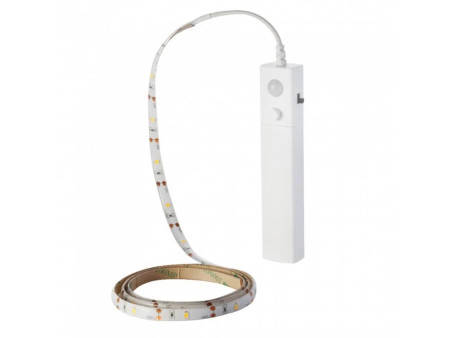 SKU 212573 V-TAC Strip LED SMD2835 2,4W 1m 30 LED/m 6V a Batteria con Sensore di movimento 2700K IP20
