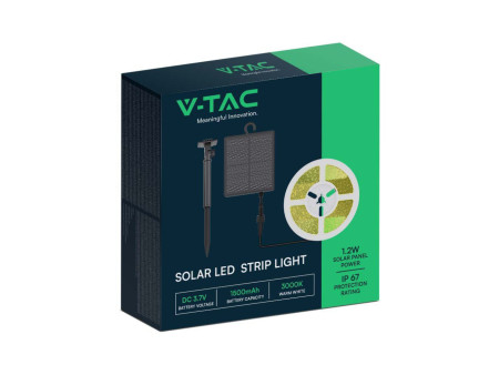 SKU 23045 V-TAC Kit Strip LED SMD2835 con Pannello Solare 1.2W/m 4000K IP67