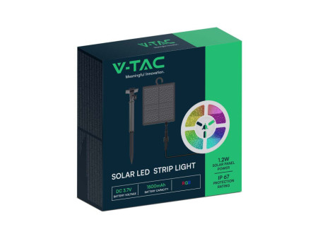 SKU 23046 VT-2835-60 V-TAC Kit Strip LED SMD2835 con Pannello Solare 1.2W/m RGB IP67