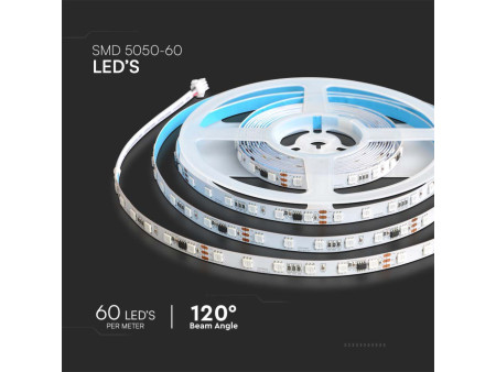 SKU 23145 V-TAC Kit per Strip LED Magic SMD5050 13W/m 60 LED/m RGB 5m Compatibile Magic Home Pro con Telecomando e Alimentatore