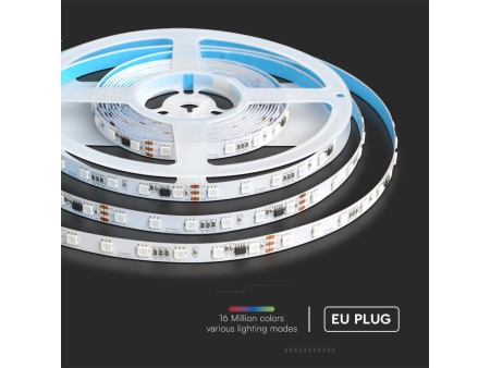SKU 23145 V-TAC Kit per Strip LED Magic SMD5050 13W/m 60 LED/m RGB 5m Compatibile Magic Home Pro con Telecomando e Alimentatore
