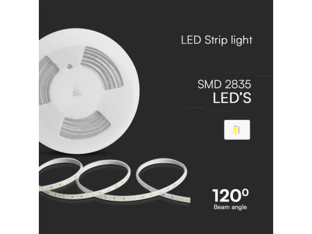 SKU 23725 VT-2835-121-10M V-TAC Strip LED 220V Blu Chiaro SMD2835 10.5W/m 10m 120 LED/m con Spina IP65 10mm