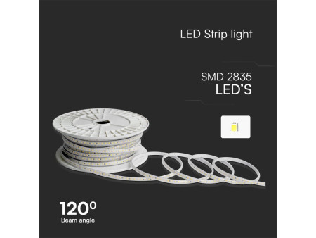SKU 23732 VT-2835-121-50M V-TAC Strip LED 220V Verde Chiaro SMD2835 10.5W/m 50m 120 LED/m con Spina IP65 10mm