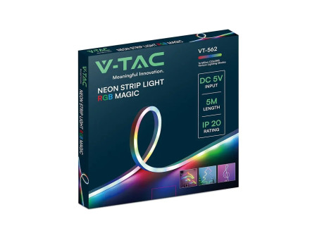 SKU 24050 VT-562 V-TAC Kit Strip LED Neon RGB Magic Smart 3W/m 5m 30LED/m USB 5V con Telecomando