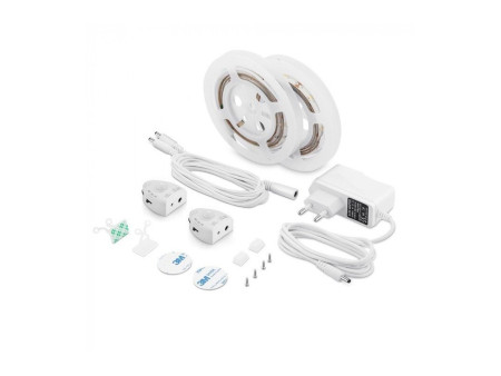SKU 2550 VT-8068 V-TAC Kit Strip LED Luce Scendiletto Doppio 2*1,2m Strip 30 LED/m 2,8W 12V 3000K Dimmerabile