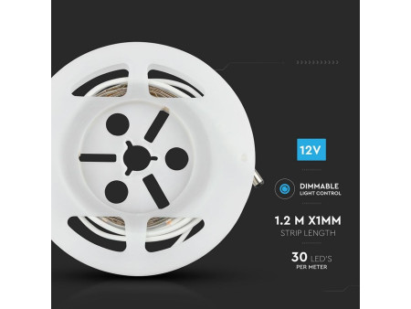 SKU 2551 VT-8068 V-TAC Kit Strip LED Luce Scendiletto Doppio 2*1,2m Strip 30 LED/m 2,8W 12V 4000K Dimmerabile