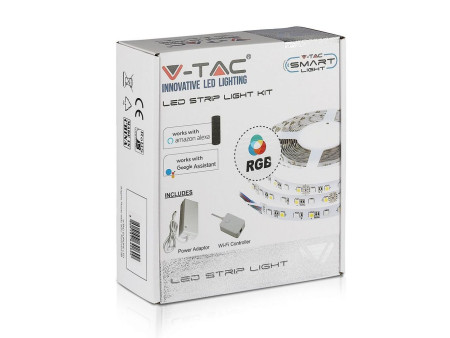 SKU 2583 VT-5050 60 V-TAC Kit per Strip LED SMD5050 10W/m 60 LED/m RGB 12V con Controllo Wifi per Google Home e Alexa