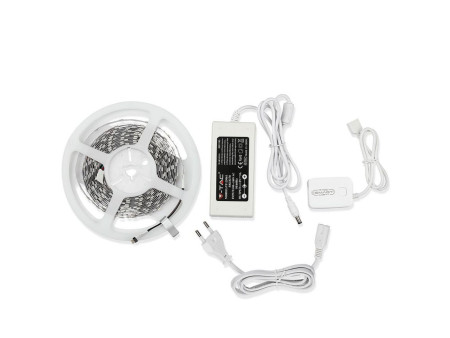 SKU 2584 VT-5050 60 V-TAC Kit per Strip LED SMD5050 10W/m 60 LED/m RGB e Bianco 12V con Controllo Wifi per Google Home e Alexa