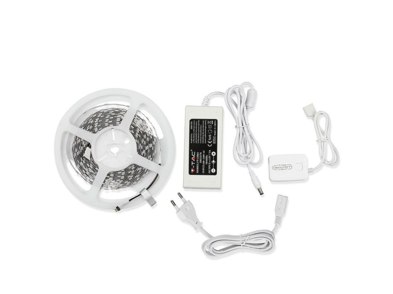 SKU 2584 VT-5050 60 V-TAC Kit per Strip LED SMD5050 10W/m 60 LED/m RGB e Bianco 12V con Controllo Wifi per Google Home e Alexa