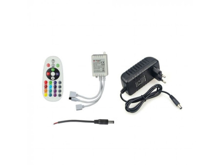 SKU 2630 VT-5050-300 V-TAC Kit Strip LED SMD5050 4,8W/m 30 LED/m RGB 2x5metri con Telecomando e Alimentatore