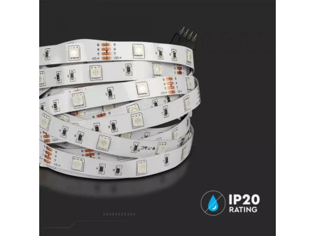 SKU 2630 VT-5050-300 V-TAC Kit Strip LED SMD5050 4,8W/m 30 LED/m RGB 2x5metri con Telecomando e Alimentatore