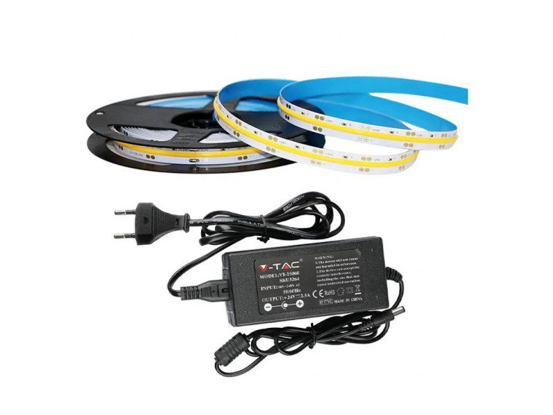 SKU 2676 V-TAC Kit Strip LED 512 COB 3000K 12W IP20 DC24V 1000LM/M (2667+3264)