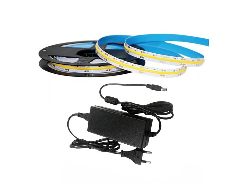 SKU 2679 V-TAC Kit Strip LED 420 COB 3000K 10W IP20 DC24V 1000LM/M CRI95 (2649+3272)
