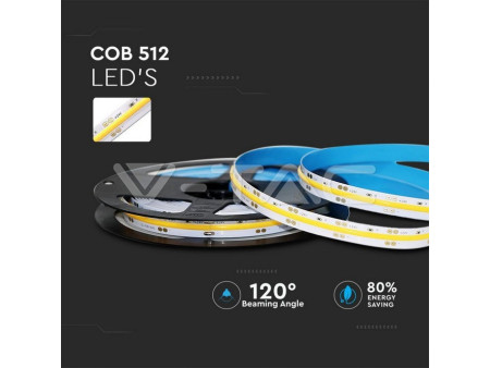 SKU 2680 V-TAC Kit Strip LED 420 COB 4000K 10W IP20 DC24V 1000LM/M CRI95 (2650+3272)