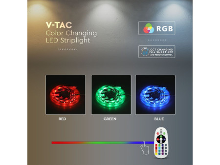 SKU 2910 VT-5050-90-EU V-TAC Kit Strip LED Smart SMD5050 15W 90 LED/m 5m Telecomando RGB+CCT IP65