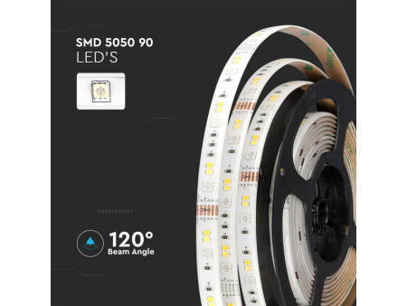 SKU 2910 VT-5050-90-EU V-TAC Kit Strip LED Smart SMD5050 15W 90 LED/m 5m Telecomando RGB+CCT IP65