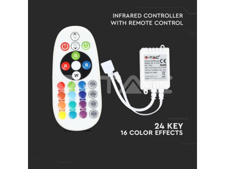 SKU 2972 VT-COB-422 V-TAC Kit Strip LED COB-422 13W RGB 5m con Telecomando e Alimentatore 10mm IP20