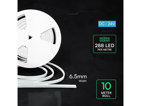 SKU 24329 VT-564 V-TAC Strip LED Neon Flex 9W/m 288 LED/m Bobina 10m 24V 3000K IP65