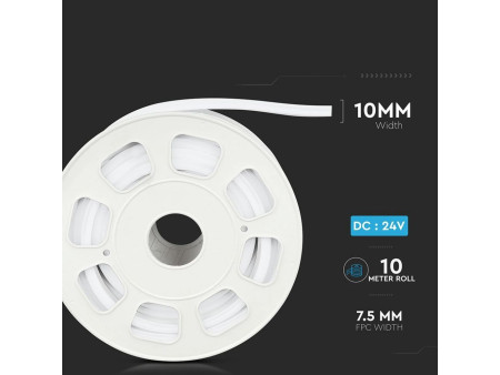 SKU 2512 VT-555W V-TAC Strip LED Neon Flex 8W/m 120 LED/m Bobina 10m 24V 6400K IP65