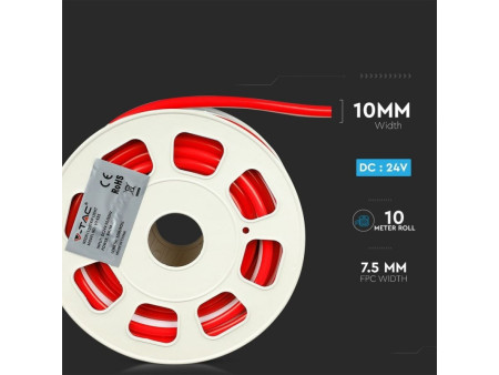 SKU 2516 VT-555R V-TAC Strip LED Neon Flex 8W/m 120 LED/m Bobina 10m 24V Rosso IP65