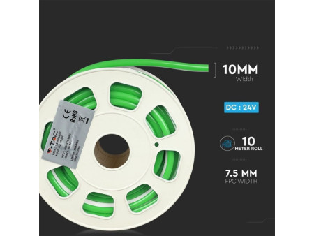 SKU 2517 VT-555G V-TAC Strip LED Neon Flex 8W/m 120 LED/m Bobina 10m 24V Verde IP65