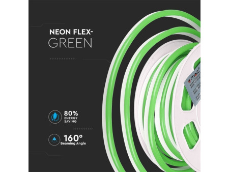 SKU 2517 VT-555G V-TAC Strip LED Neon Flex 8W/m 120 LED/m Bobina 10m 24V Verde IP65