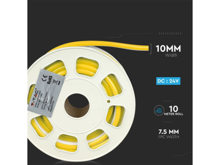 SKU 2518 VT-555Y V-TAC Strip LED Neon Flex 8W/m 120 LED/m Bobina 10m 24V Giallo IP65