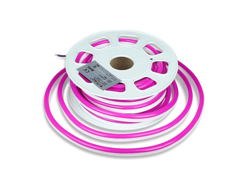SKU 2529 VT-555 V-TAC Strip LED Neon Flex 8W/m 120 LED/m Bobina 10m 24V Rosa IP65