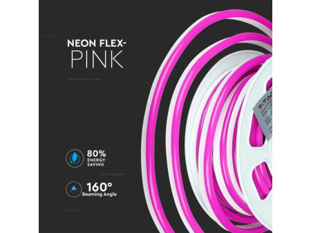 SKU 2529 VT-555 V-TAC Strip LED Neon Flex 8W/m 120 LED/m Bobina 10m 24V Rosa IP65