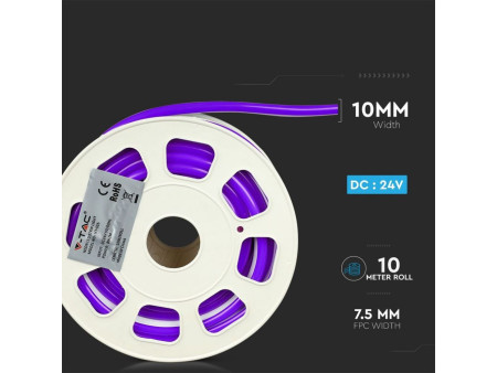 SKU 2531 VT-555 V-TAC Strip LED Neon Flex 8W/m 120 LED/m Bobina 10m 24V Violetto IP65