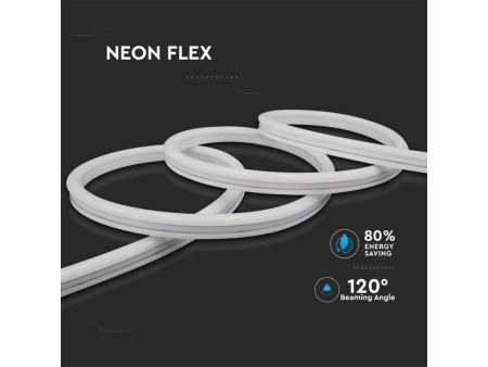 SKU 2613 VT-554 V-TAC Strip LED Neon Flex 6,5W/m 126 LED/m Bobina 10m 24V L10mm x A15mm 4000K IP68