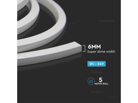 SKU 2620 VT-560 V-TAC Strip LED Neon Flex 8Wm 238 LEDm Bobina 5m 24V 4000K CRI90 IP65