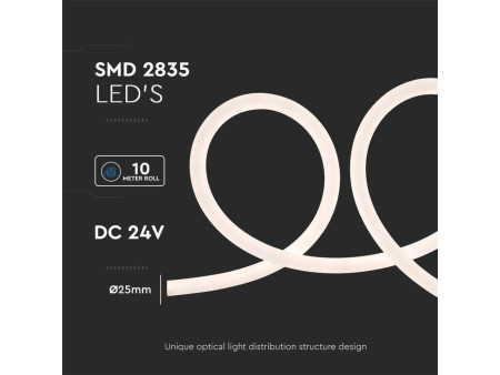 SKU 6869 VT-551 V-TAC Strip LED Neon Flex 12W/m Bobina 10m 24V 4000K