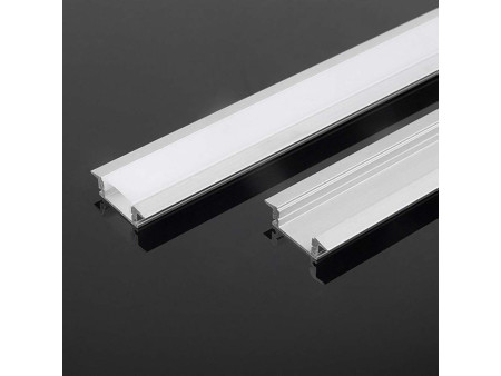 SKU 10320 VT-8156 V-TAC Profilo Lineare Incasso per Strip LED fino a 12.4mm, Alluminio Silver Copertura Opaca 2000x23.6x6.9mm