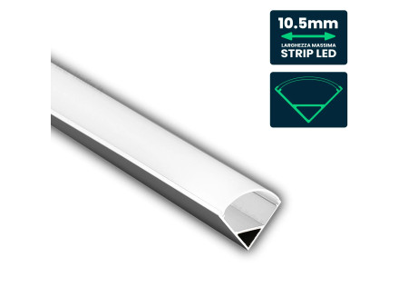 SKU 10322 VT-8158 V-TAC Profilo Angolare per Strip LED fino a 10.5mm, Alluminio Silver Copertura Opaca 2000x15.8x15.8mm
